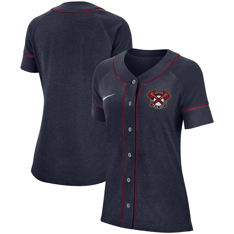 2020 MLB Women Atlanta Braves Nike Navy Classic Baseball Jersey 1